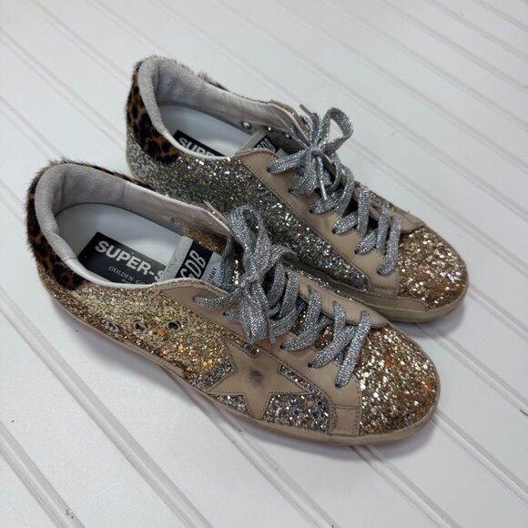 Golden Goose Superstar Glitter Animal Leopard Print Sneakers  Size: 10 / 40 - Picture 11 of 13